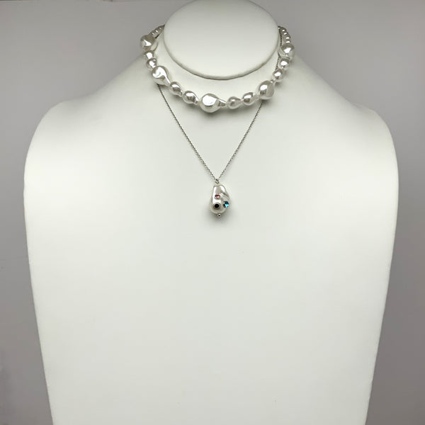 Layered Pearl Crystal Necklace