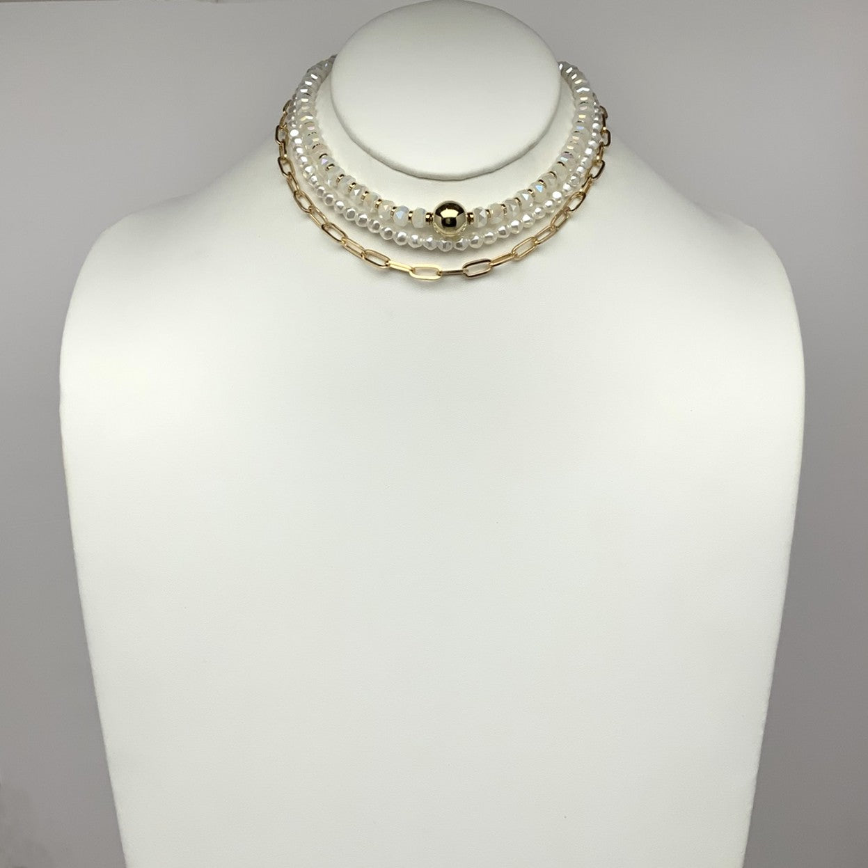 Crystal Layered Chain Necklace