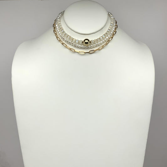 Crystal Layered Chain Necklace