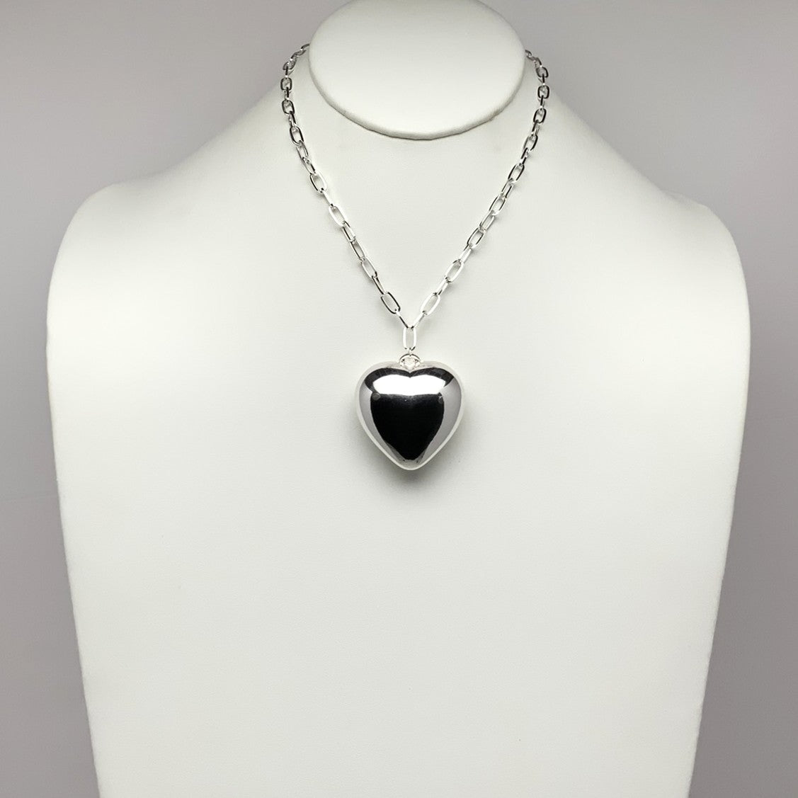 Chain Link Chrome Heart Necklace