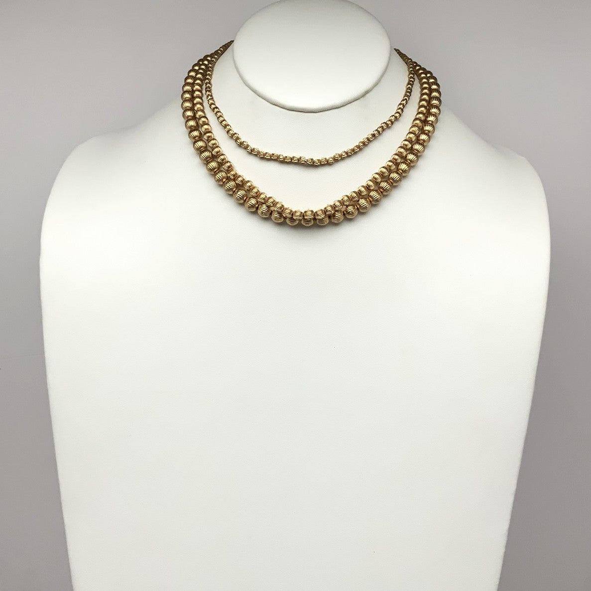 Textured Spheres Layered Necklace