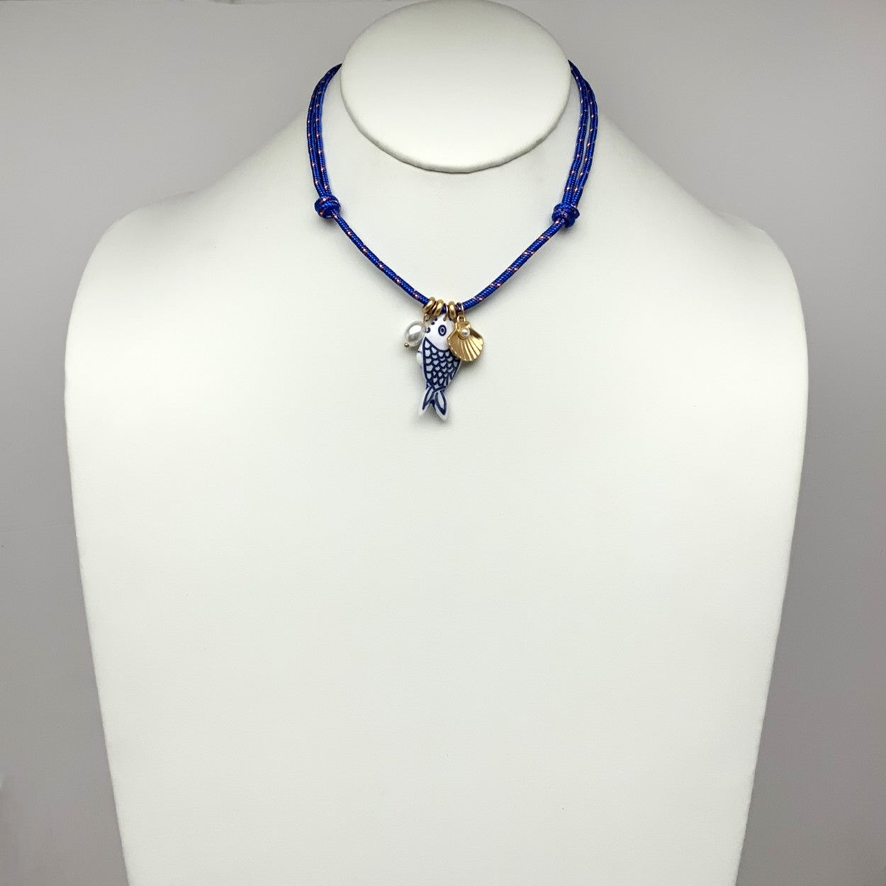 Adjustable Cord Fish Print Necklace