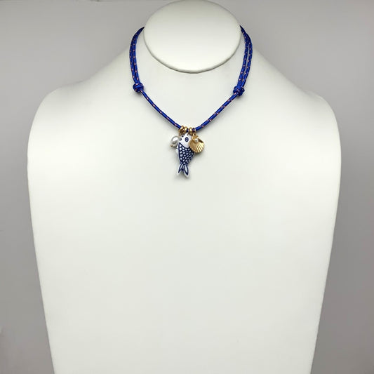 Adjustable Cord Fish Print Necklace