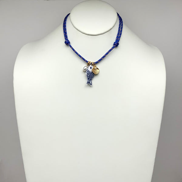 Adjustable Cord Fish Print Necklace