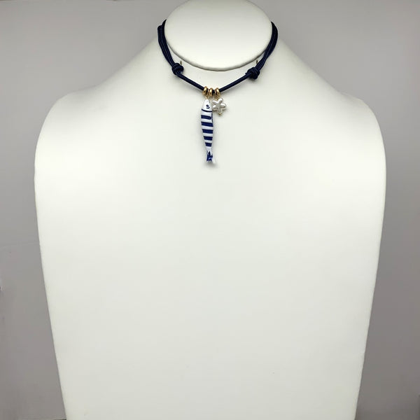 Adjustable Cord Fish Pendant Necklace