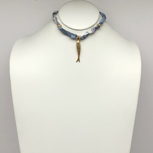 Twist Scarf Fish Pendant Necklace