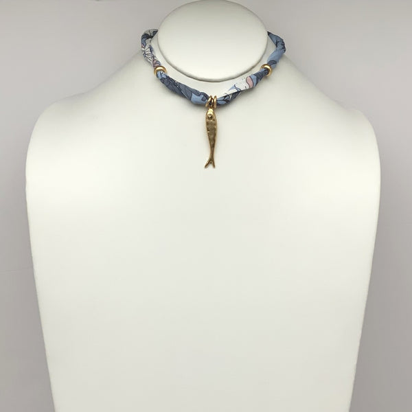 Twist Scarf Fish Pendant Necklace
