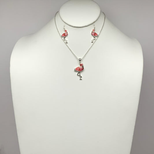 Flamingo Pendant Necklace Set
