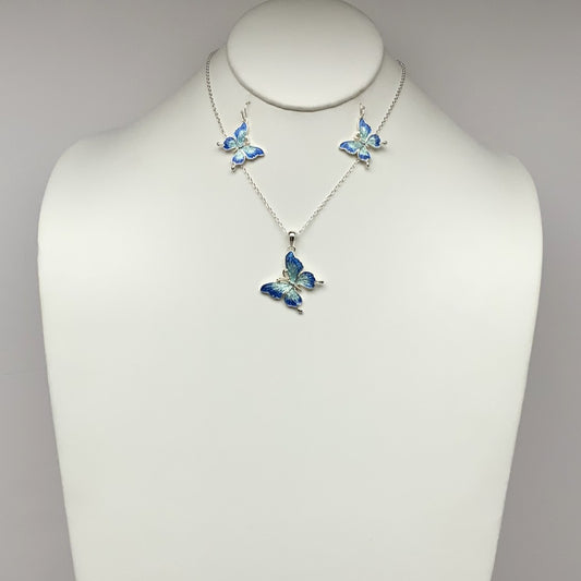 Butterfly Pendant Necklace Set