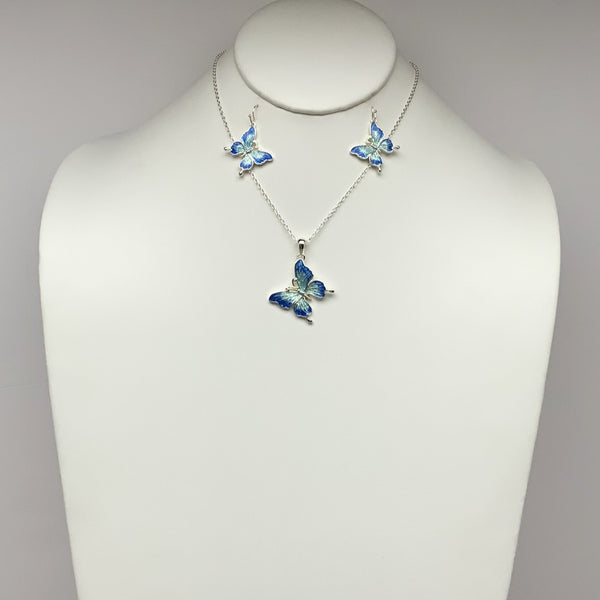 Butterfly Pendant Necklace Set
