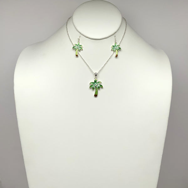 Palm Tree Pendant Necklace Set