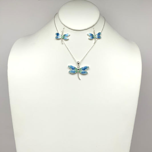 Dragonfly Pendant Necklace Set