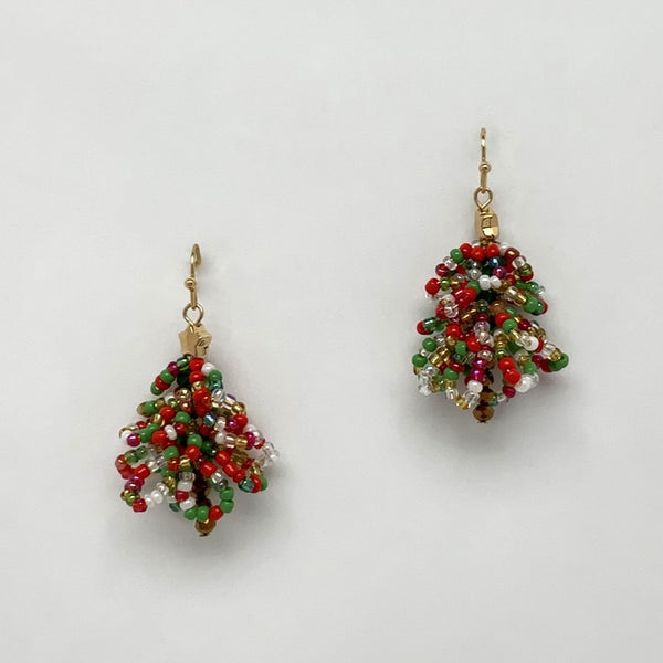 Beaded Christmas Tree Earrings