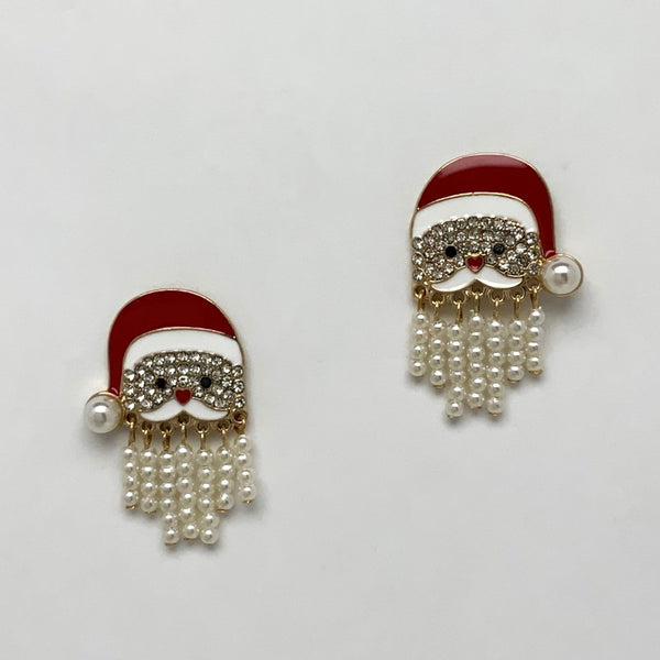 Santa Clause Pearl Beard Earrings