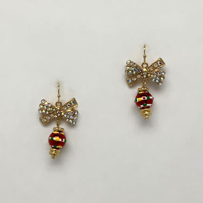 Bow Crystal Ornament Earrings
