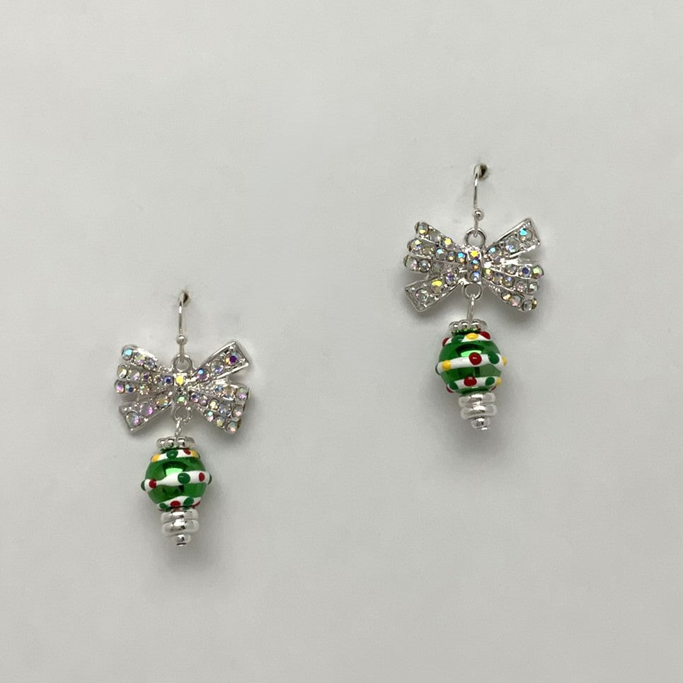 Bow Crystal Ornament Earrings