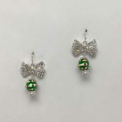 Bow Crystal Ornament Earrings