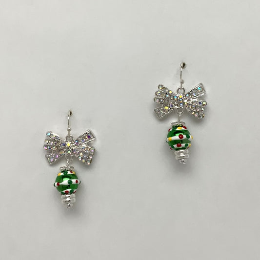 Bow Crystal Ornament Earrings