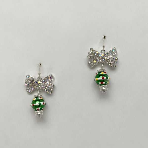 Bow Crystal Ornament Earrings