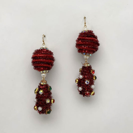 Tinsel Drop Christmas Earrings