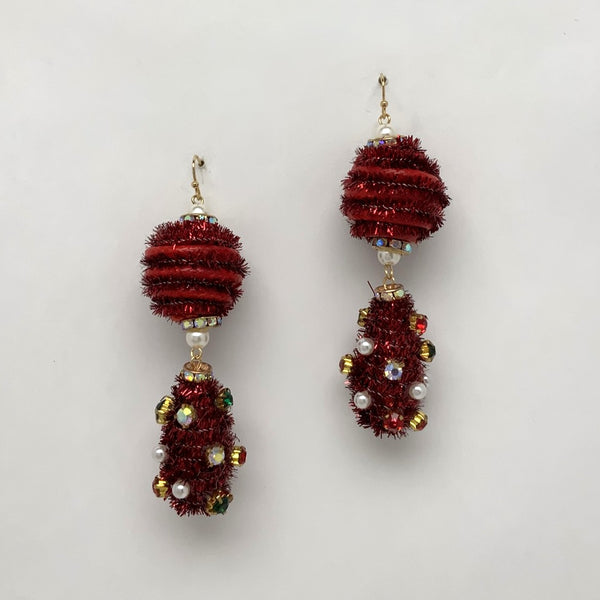 Tinsel Drop Christmas Earrings