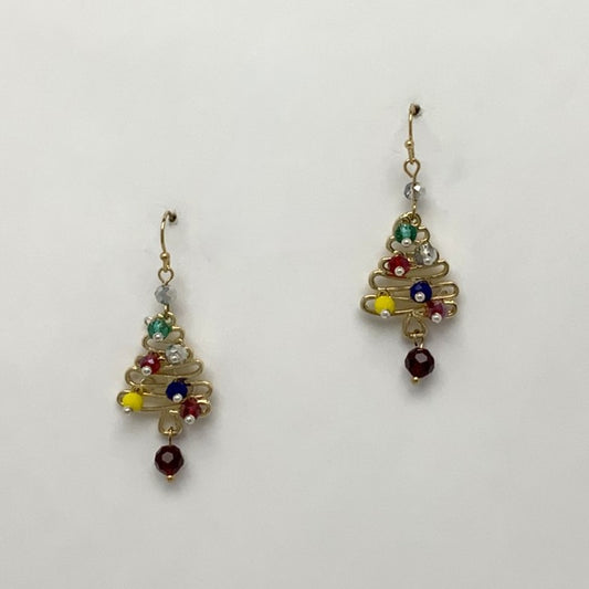 Wire Crystal Christmas Tree Earrings
