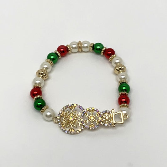 Christmas Crystal Snowman Bead Bracelet