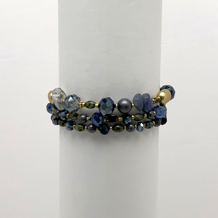 Crystal Beaded Stone Bracelet Set