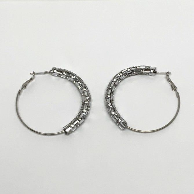 Half Bling Rhinestone Hoop Earrings