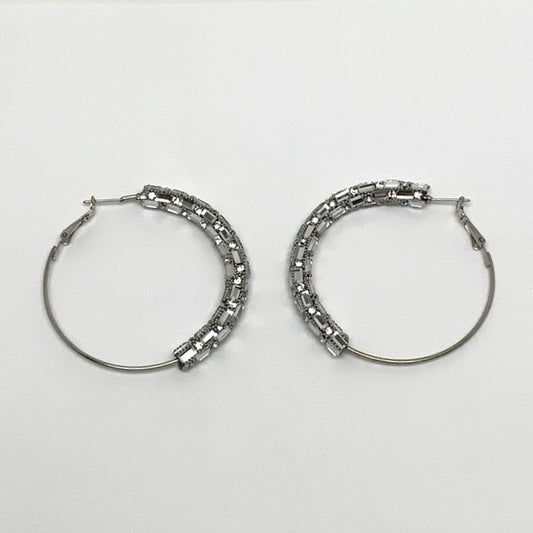 Half Bling Rhinestone Hoop Earrings