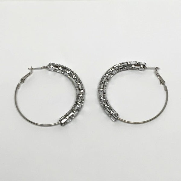 Half Bling Rhinestone Hoop Earrings