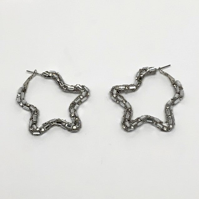 Rhinestone Star Shaped Hoop Earrings