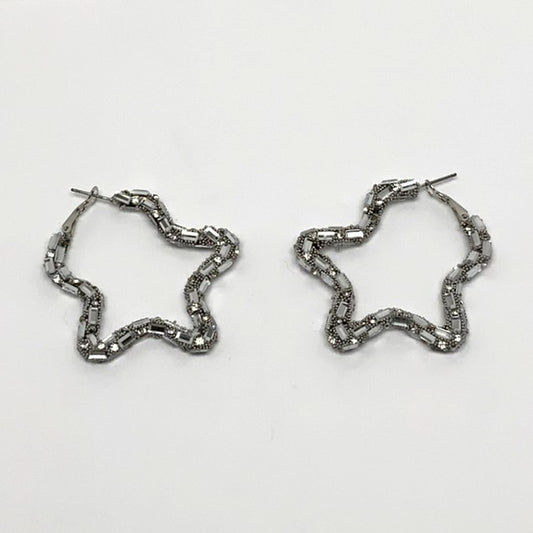 Rhinestone Star Shaped Hoop Earrings
