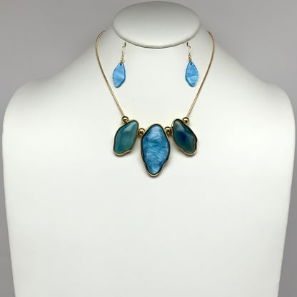 Enamel Rustic Shape Snake Chain Necklace Set