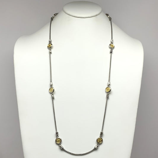 Long Designer Pattern Button Necklace