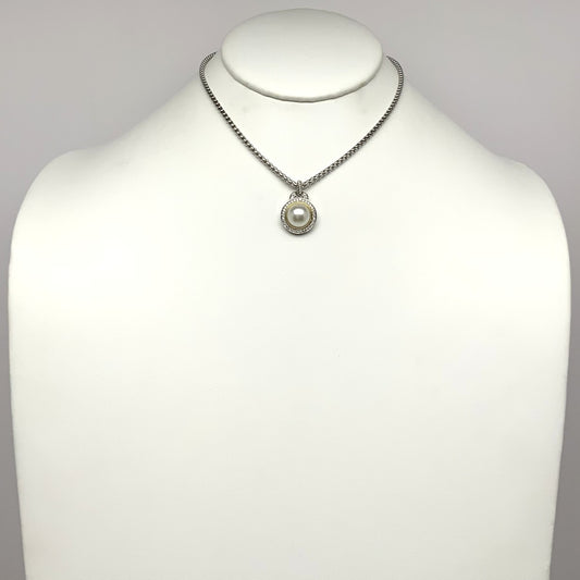 Cubic Zirconia Outline Pearl Necklace