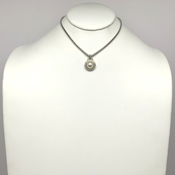 Cubic Zirconia Outline Pearl Necklace