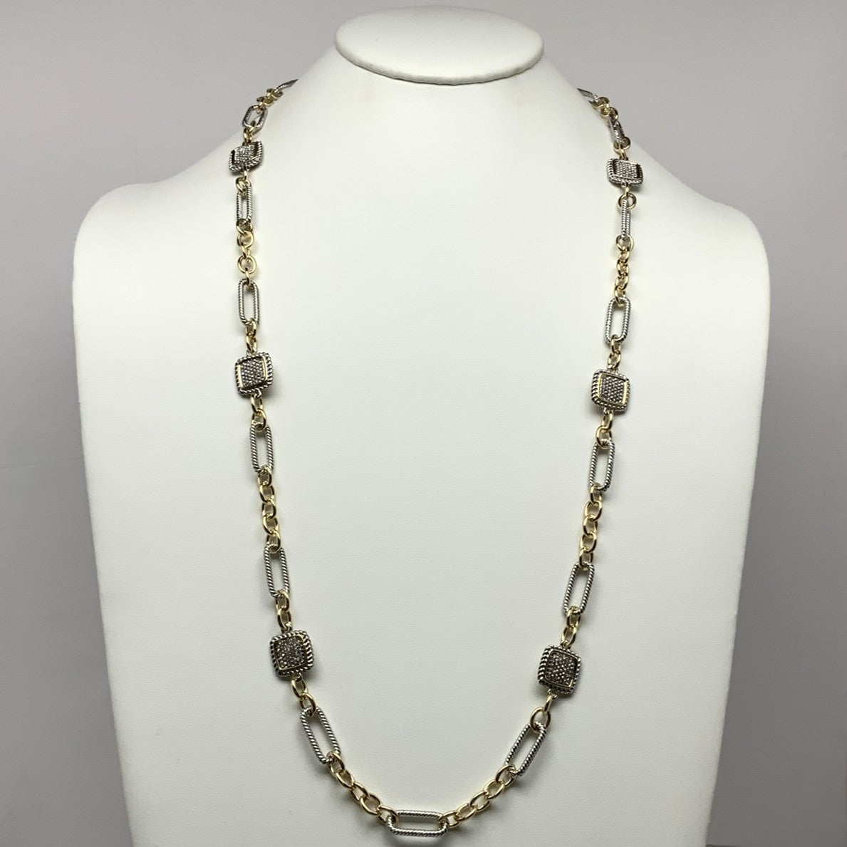 Long Mix Chain Square Necklaces