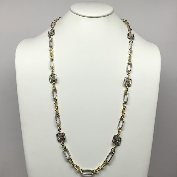 Long Mix Chain Square Necklaces