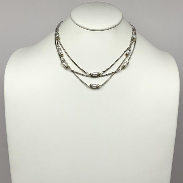 Cubic Zirconia Pearl Layered Necklace