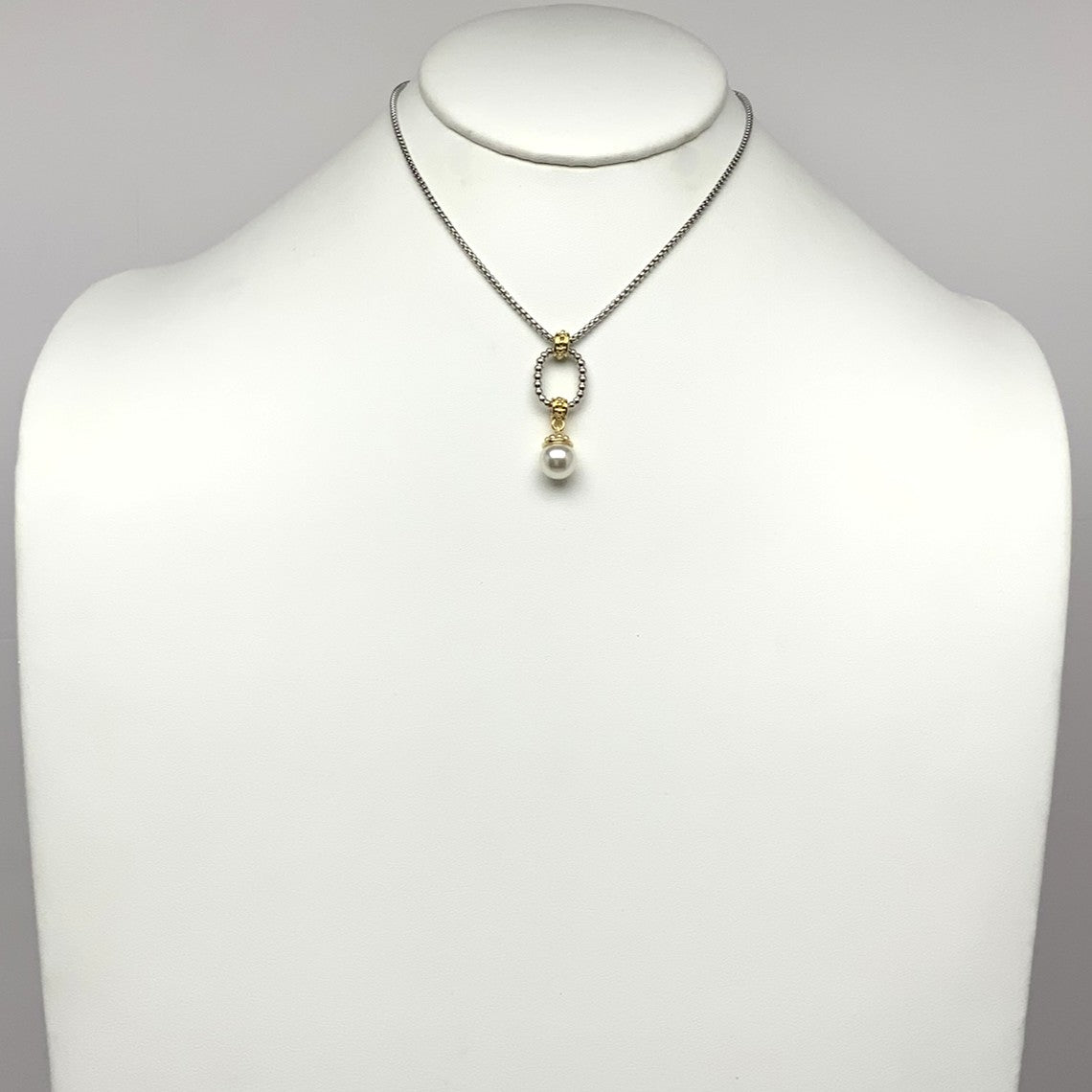 Snake Chain Pearl Pendant Drop Necklace