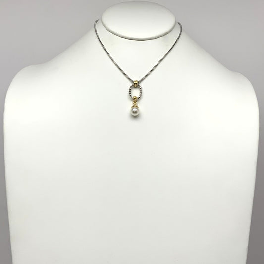 Snake Chain Pearl Pendant Drop Necklace