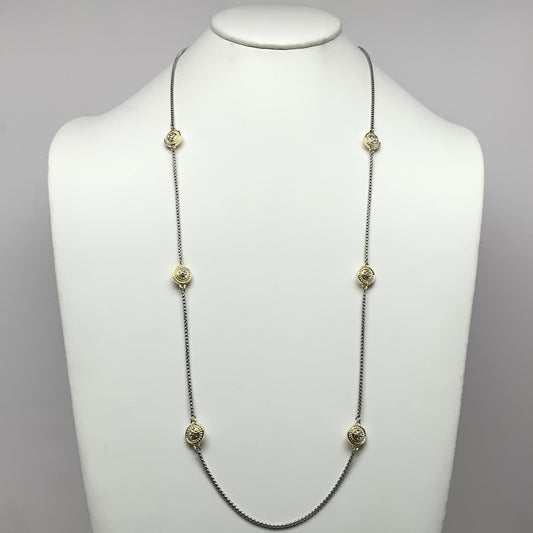 Long Crystal Button Designer Necklace