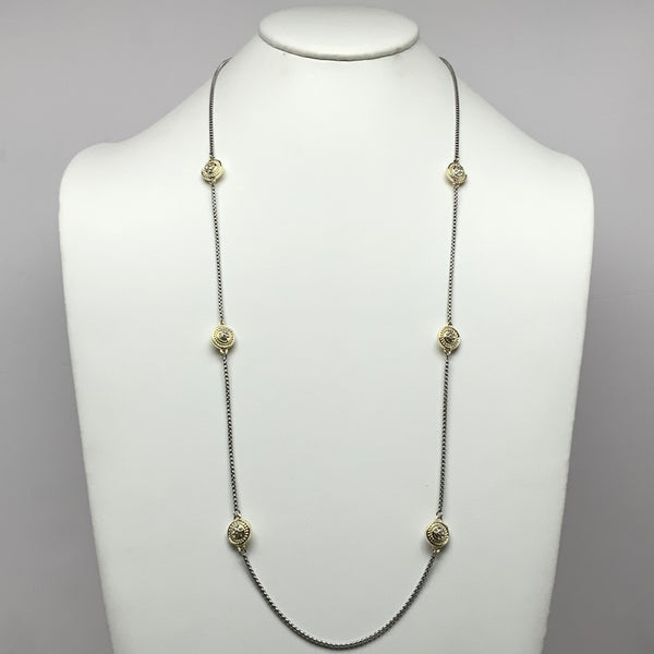 Long Crystal Button Designer Necklace