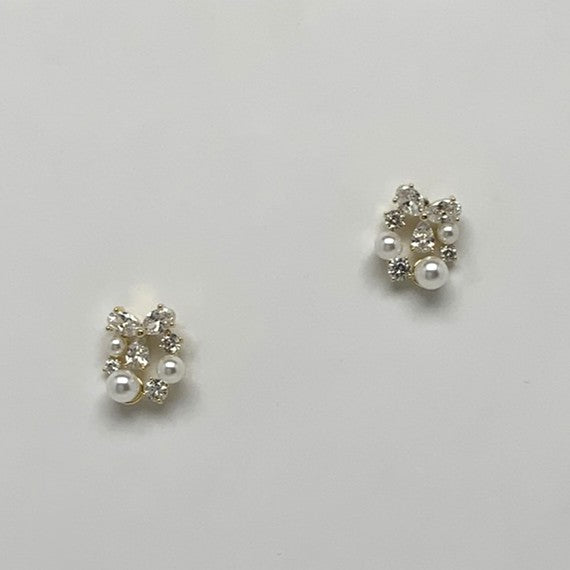 Crystal Pearl Cluster Earrings
