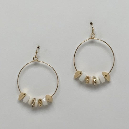 Circle Drop Stone Crystal Charm Earrings