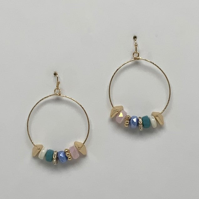 Circle Drop Stone Crystal Charm Earrings