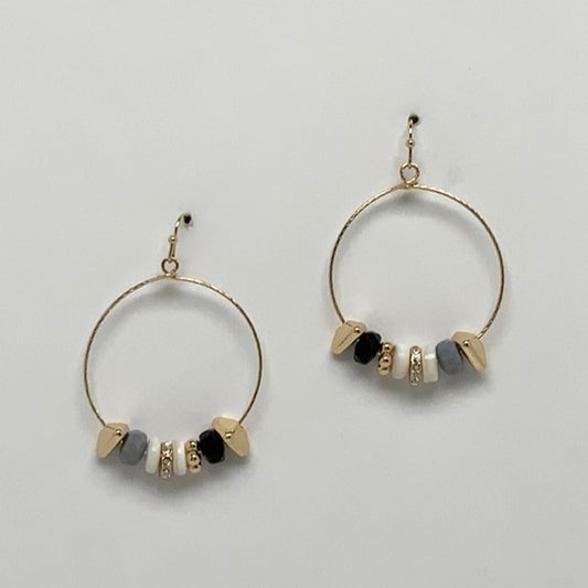 Circle Drop Stone Crystal Charm Earrings