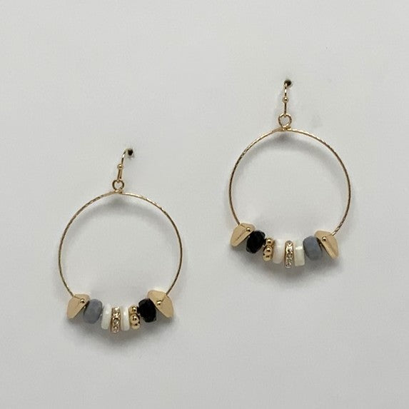 Circle Drop Stone Crystal Charm Earrings