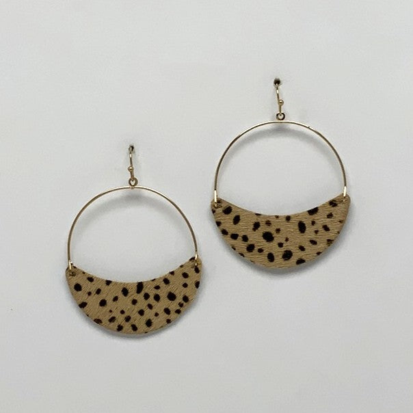 Faux Cow Leather Hoop Earrings